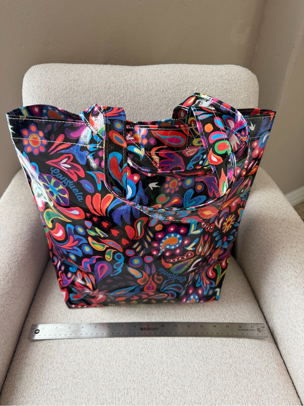Consuela Black Multicolor Floral Tote